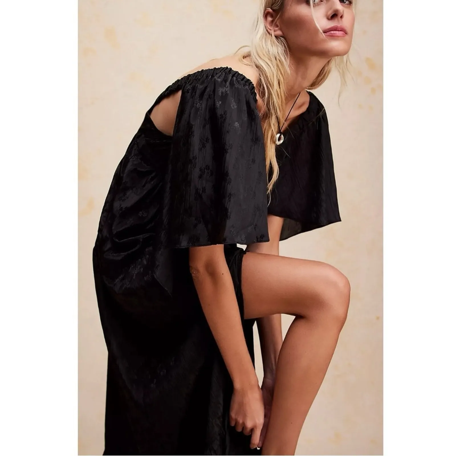 Free People Ethereal Witchy Fairy Cha Cha Maxi Dress Black Large Bohemian Goth - Image 4