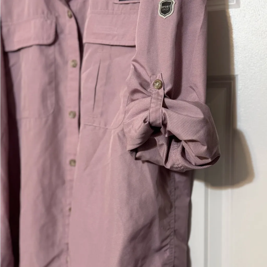 Women's Eddie Bauer Long Sleeve UPF Mauve Lilac Lightweight Field Shirt Large - Image 6