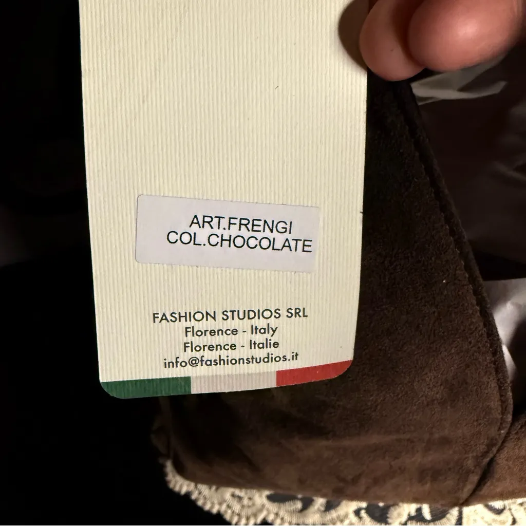 Divina Firenze Suede Fringe Hobo Bag Brown Made in Italy NWT - Image 8