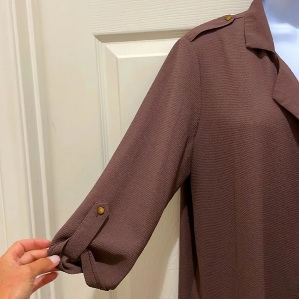 Haute Monde Long Brown Mid Sleeve Duster - Image 4