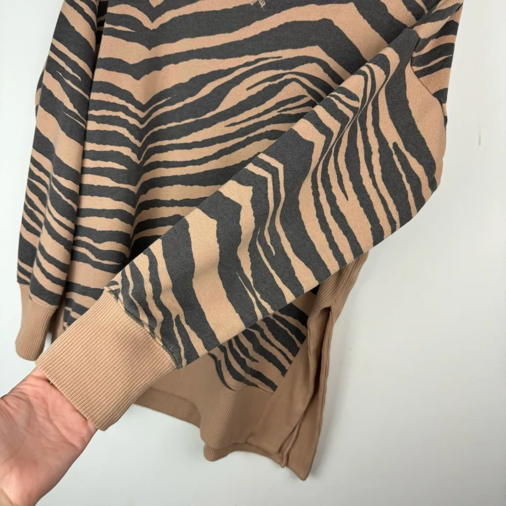 Aerie Good Vibes Oversized Sweatshirt Sz Small Side Slits Animal Tiger Print - Image 12