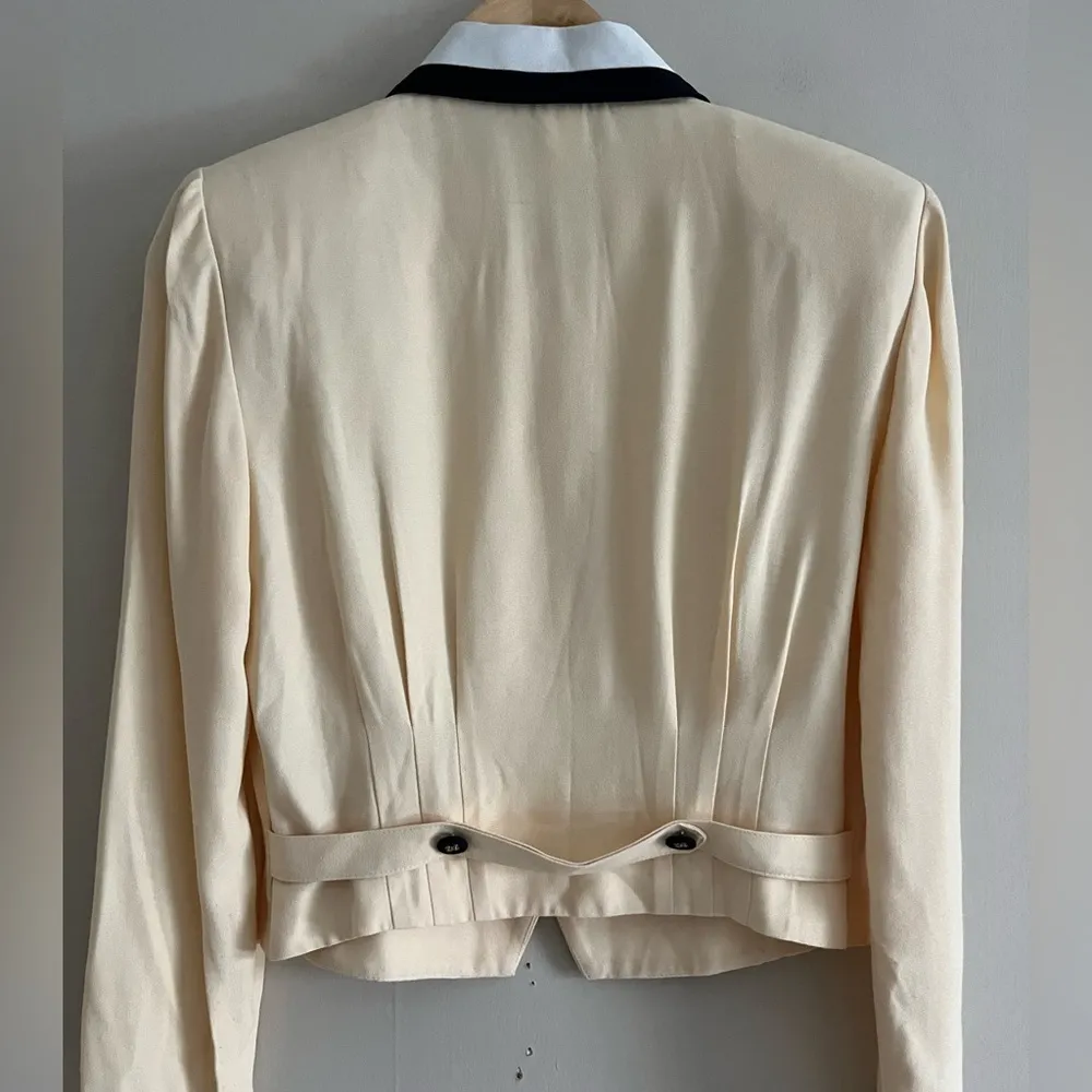 Vintage 90’s yellow collar button down cropped blazer jacket retro formal - Image 14