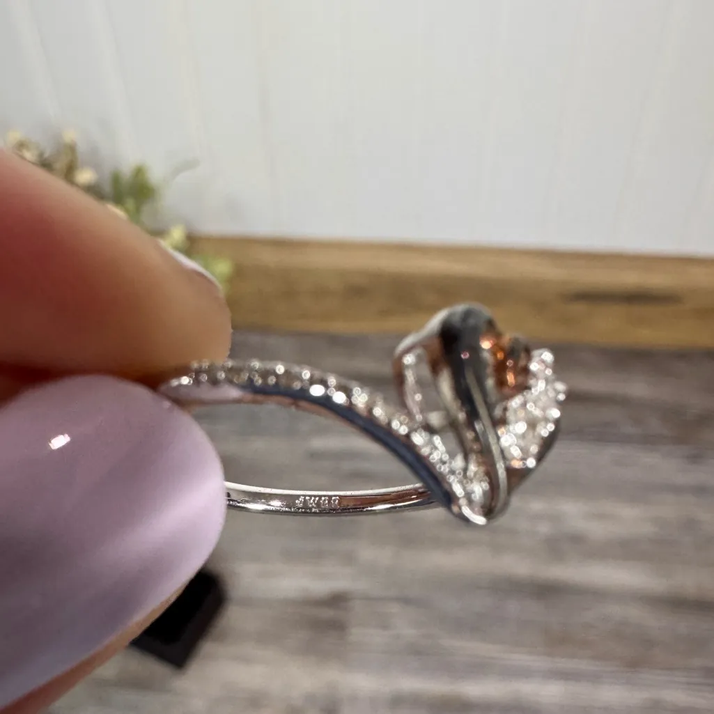 1/10 Carat CTTW Diamond Two Tone Heart Ring Sterling Silver Rolled Gold Size 7 - Image 9
