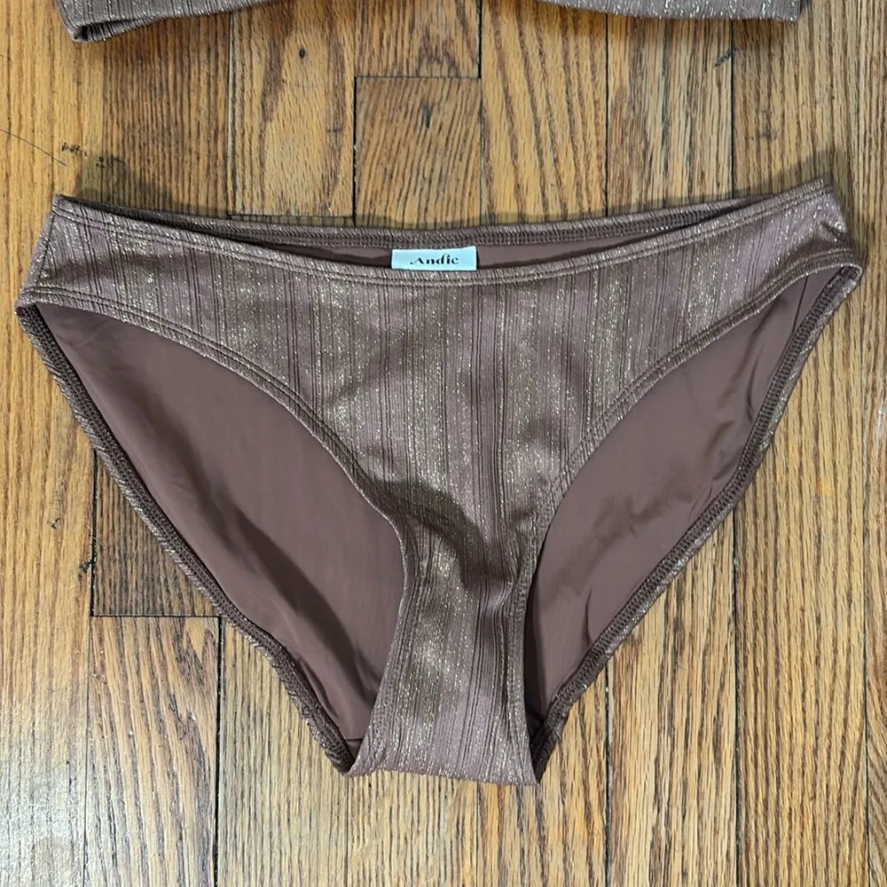 Andie Bikini Set The Casablanca Top Bikini‎ Bottom Latte Sparkle size Small NWT - Image 7