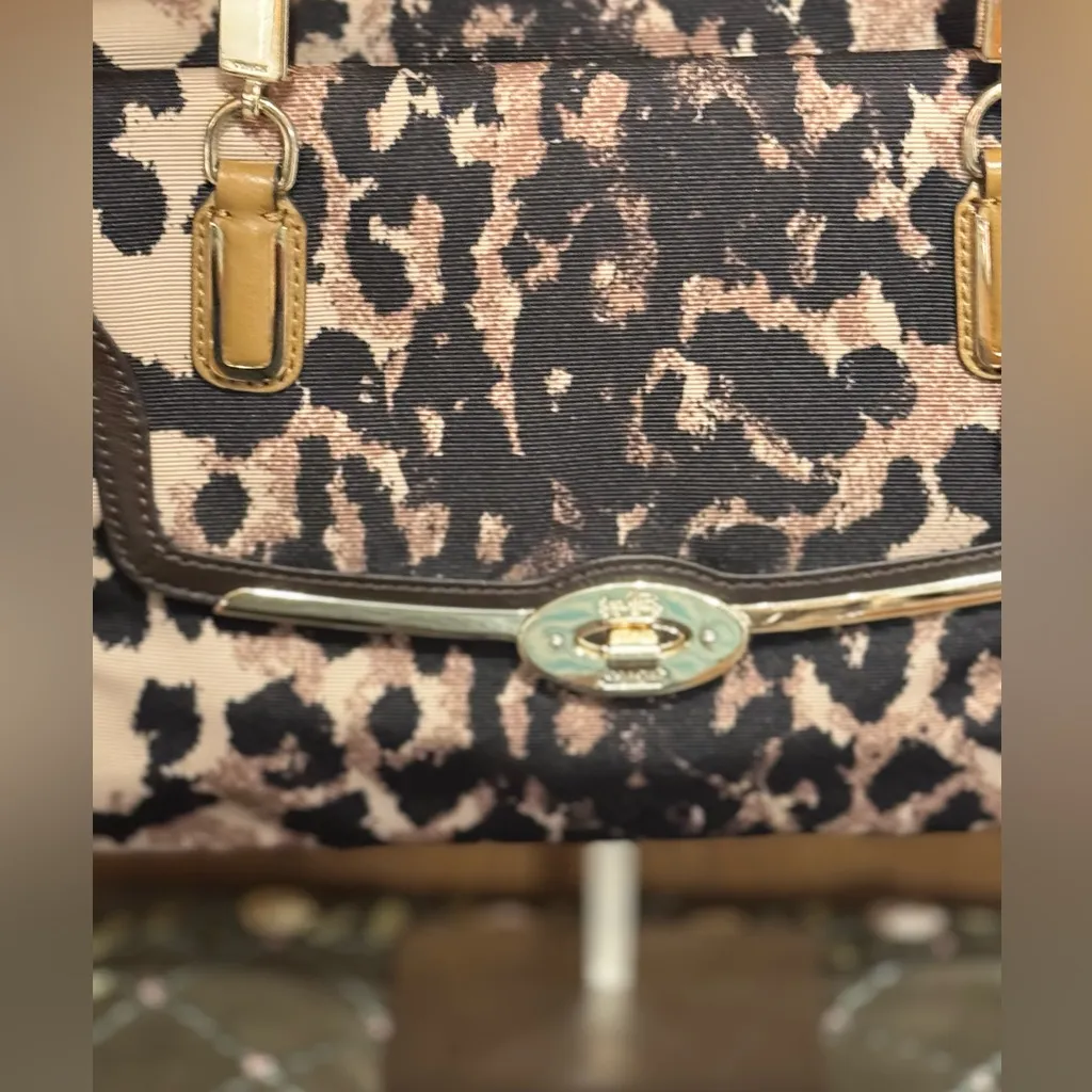 COACH Madison 25642 Ocelot Print w/Tan and dark brown leather.Peach color lining - Image 11