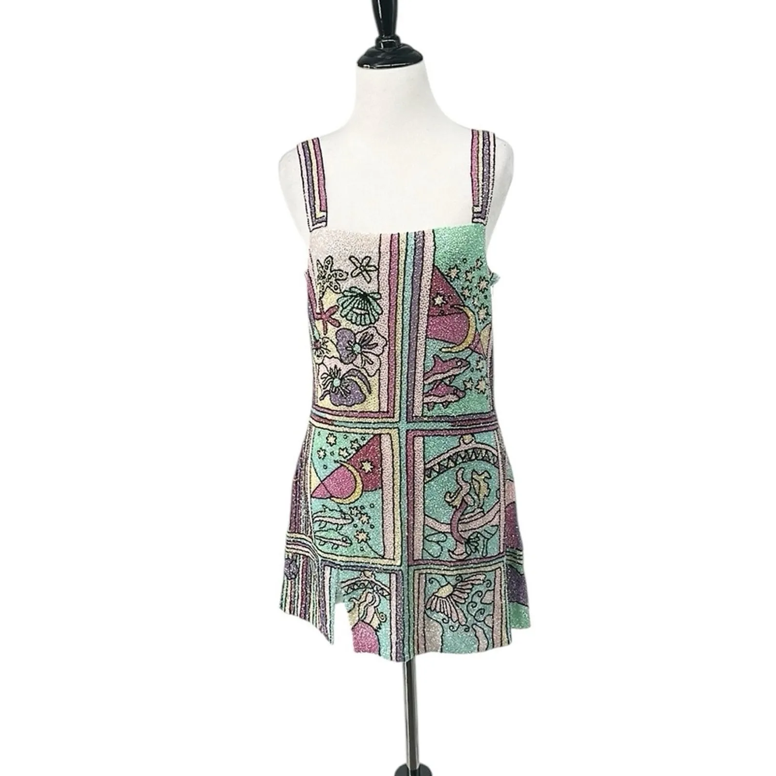 Oceanus Talia Hand Beaded Crystal Embellished Mini Dress Size M NWT Purple Size M - Image 6