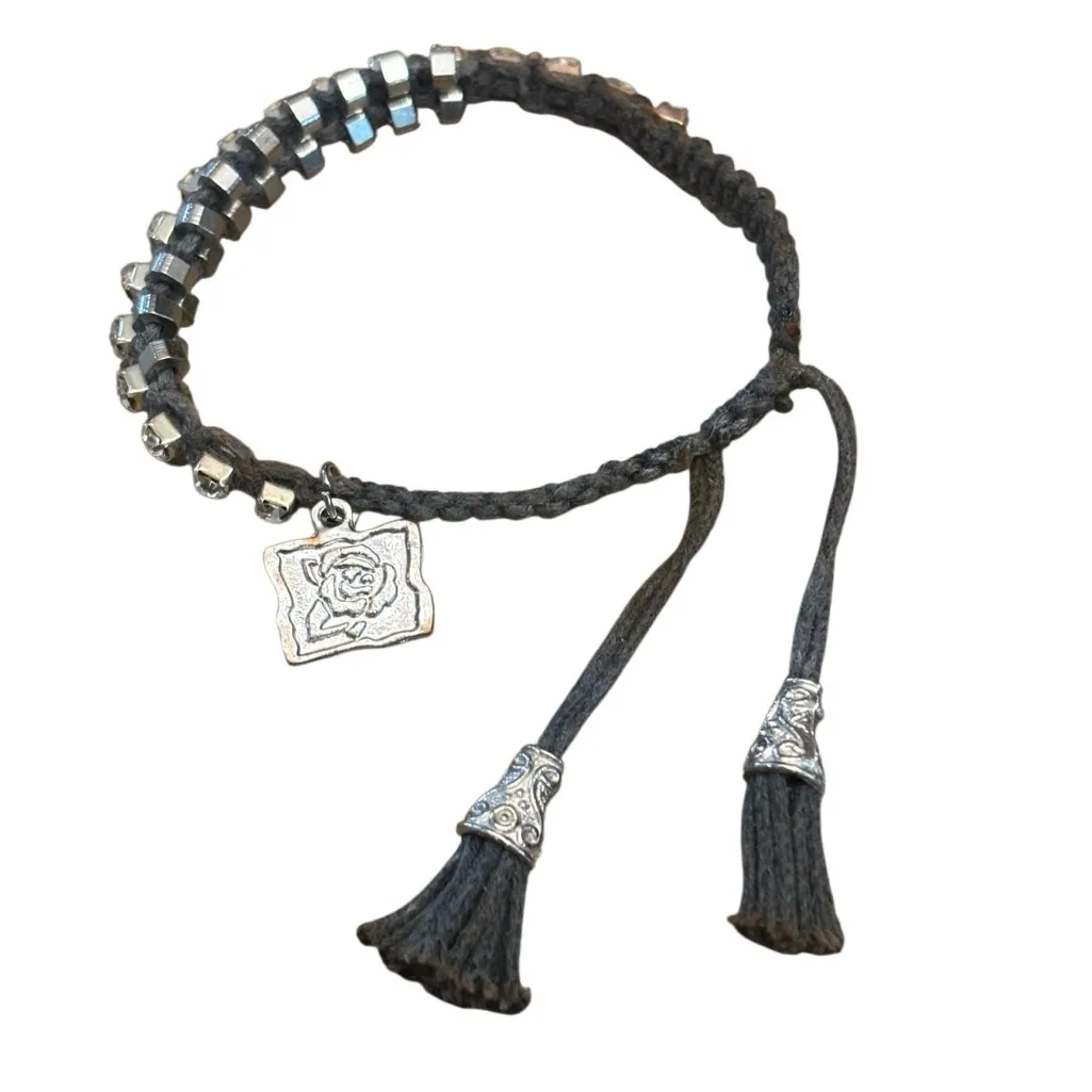 Rose Gonzales Chocolate Brown Woven Rhinestone Bracelet - Image 2