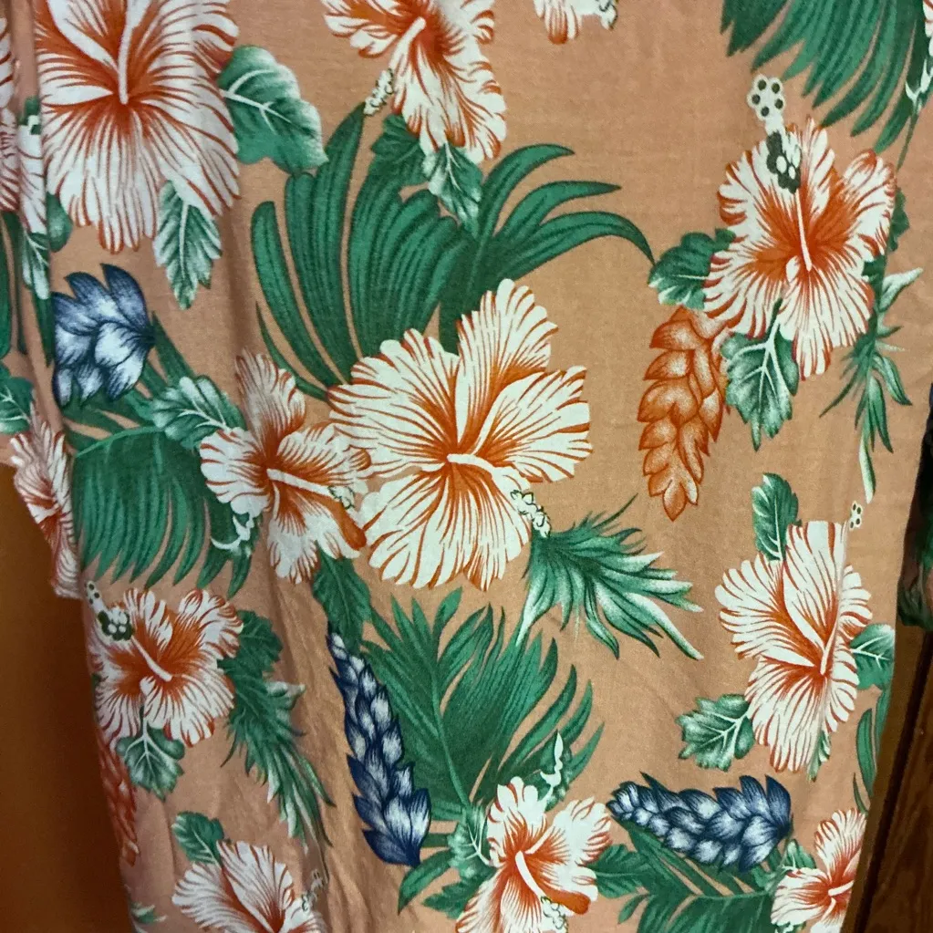 India Boutique Bright Tropical Flowers Hawaiian Shirt Size XL - Image 3