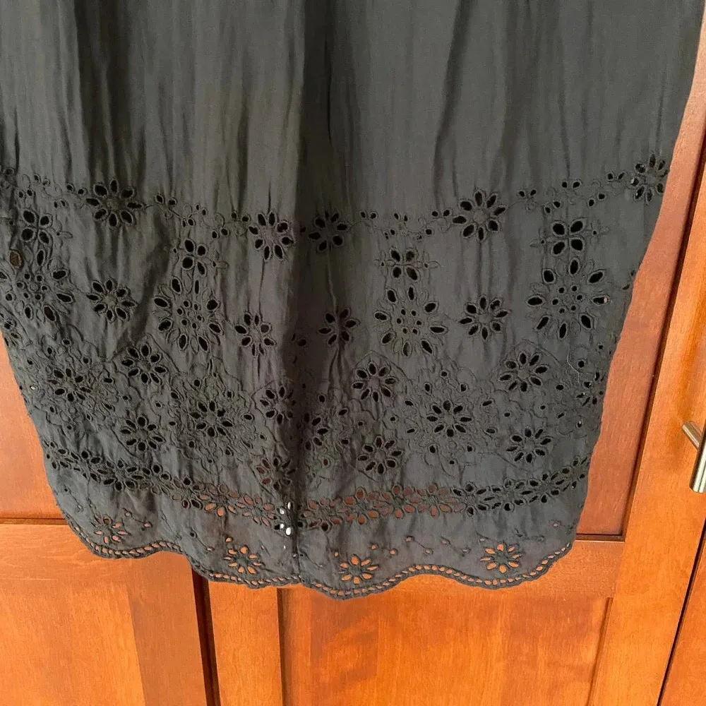 Vineyard Cover Up Tank Dress Semi Sheer Eyelet Black Size XS NEW - Image 6