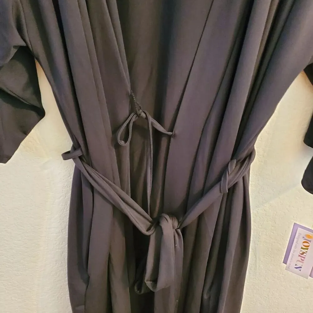 Joyspun Women's Black Soft Knit Robe With Pockets, Size (2X - Image 5