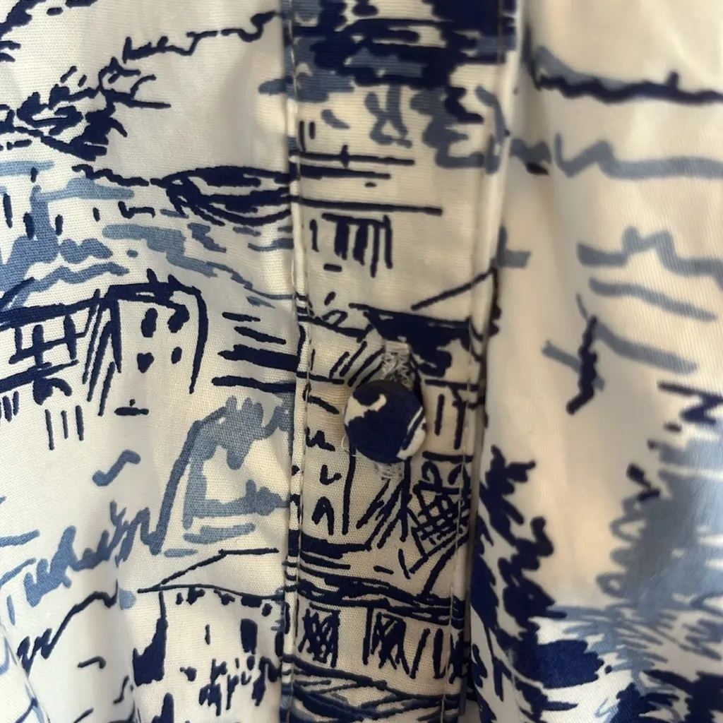 Sugar Lips Cutesy Flirty Blue White Etching Mini Dress Ruffle Hem New - Image 13