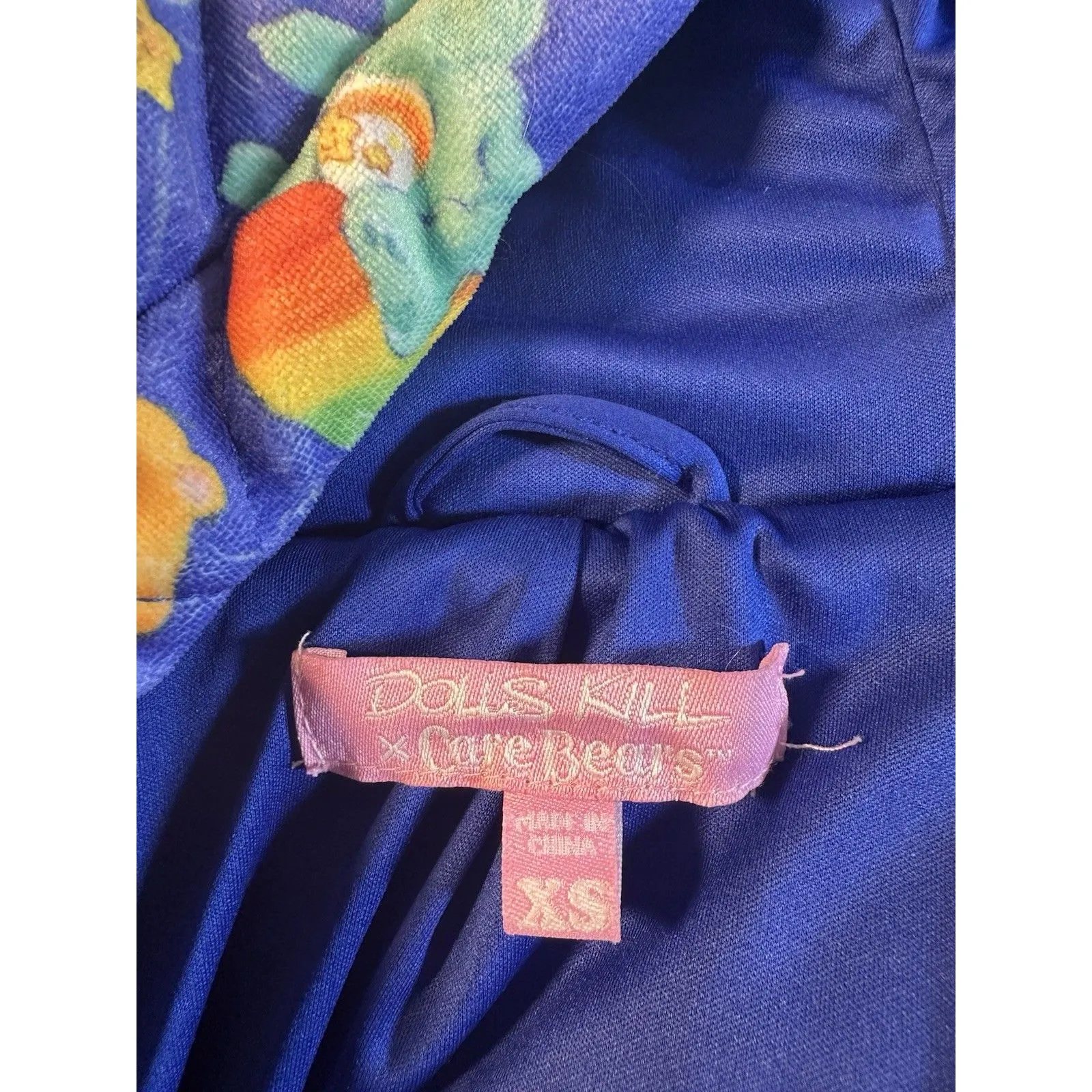 Dolls Kill Care Bears Puffer Jacket Quilted Hooded Rainbow Y2K Rave Sz XS - Image 13