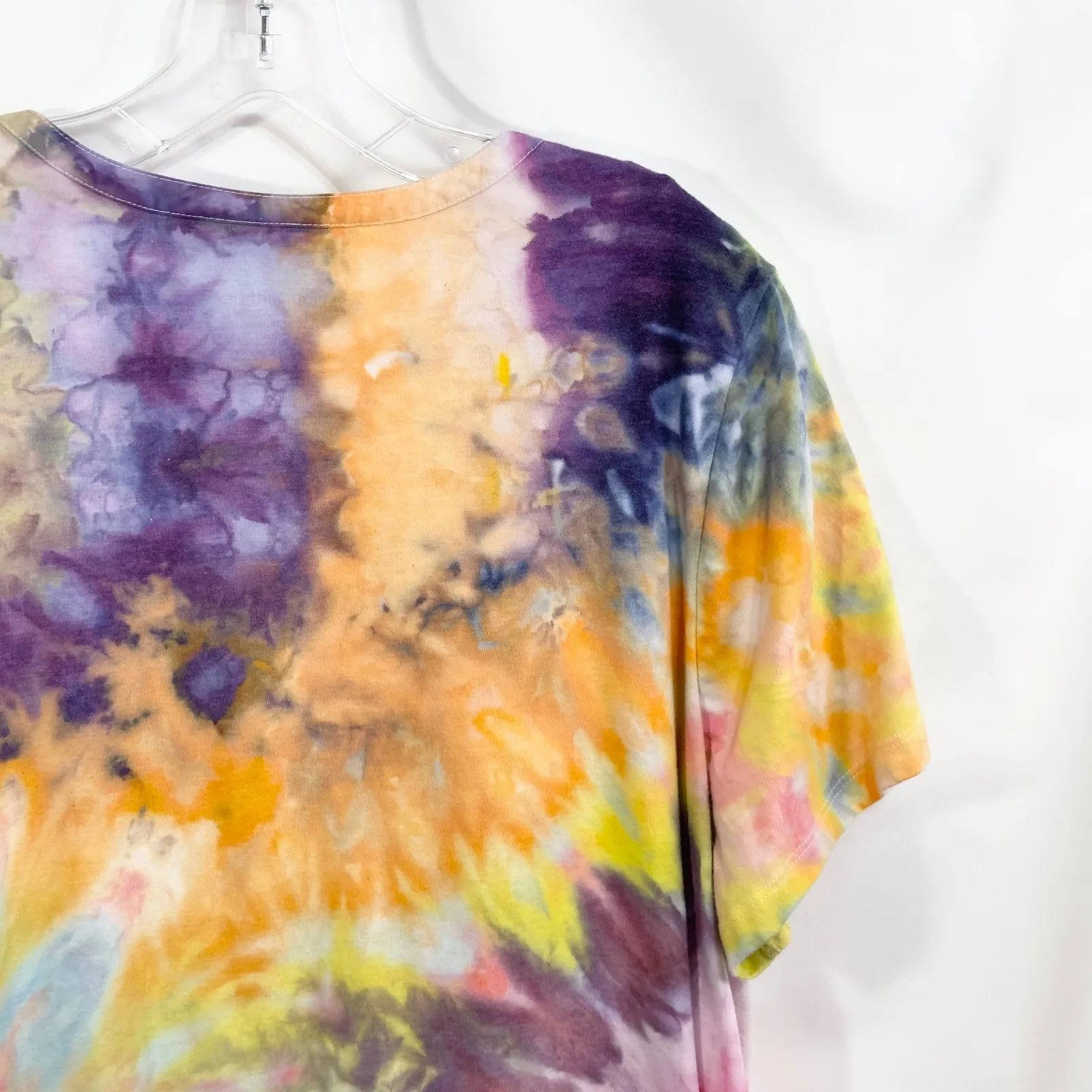 Woman Within Plus Size 22W 24W Top 1X Handmade Tie Dye Eyelet Short Sleeve 720 - Image 10