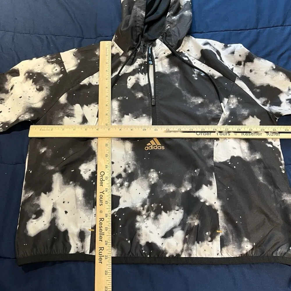 Adidas primeblue women's L 1/2 zip sports training jacket hooded windbreaker - Image 3