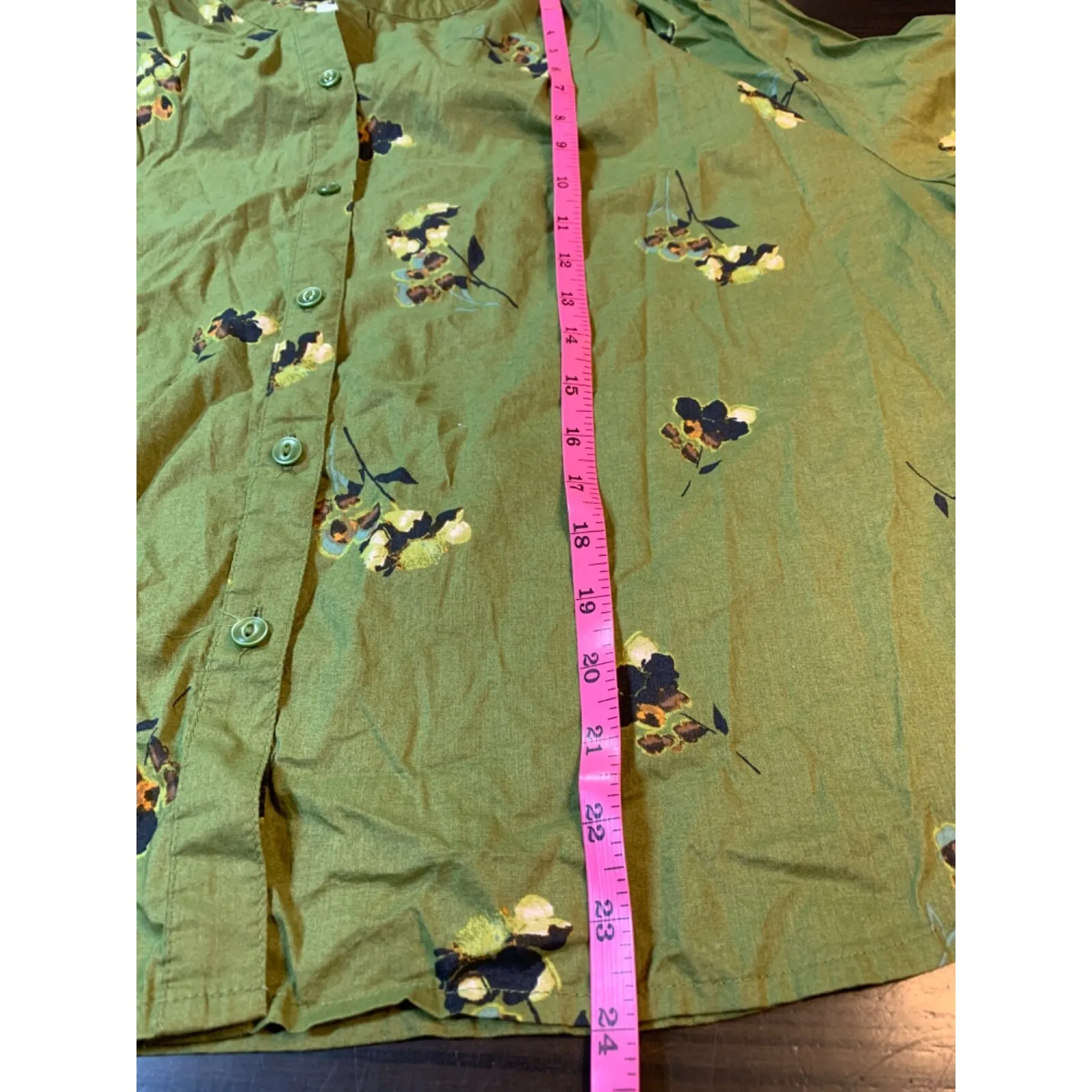 ana A New Approach Women's OX Floral Blouse Button‎ Cuff Green Spring Top Size 0X - Image 10