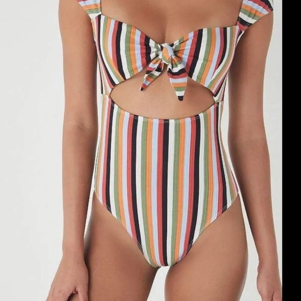 Out from Under Wanda tie front striped body suit - Image 2