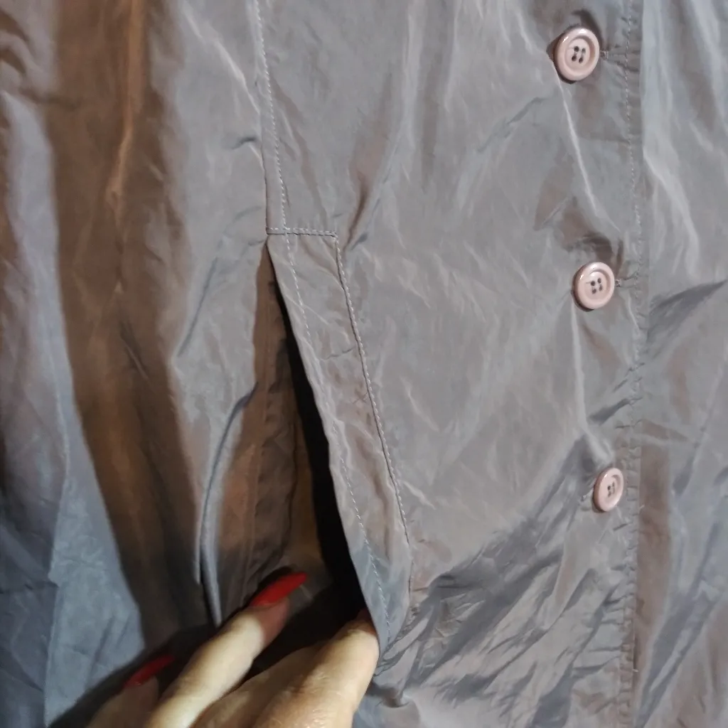 Sun Kim Boyfriend Jacket Crinkle Collared Button Down Travel Packable Size M Gray Size M - Image 4