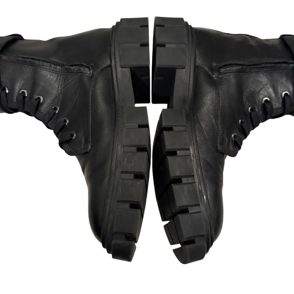 Massimo Dutti Black Leather Ankle Boots With Super Track Sole, Sz EU 39 / US 9 - Image 9