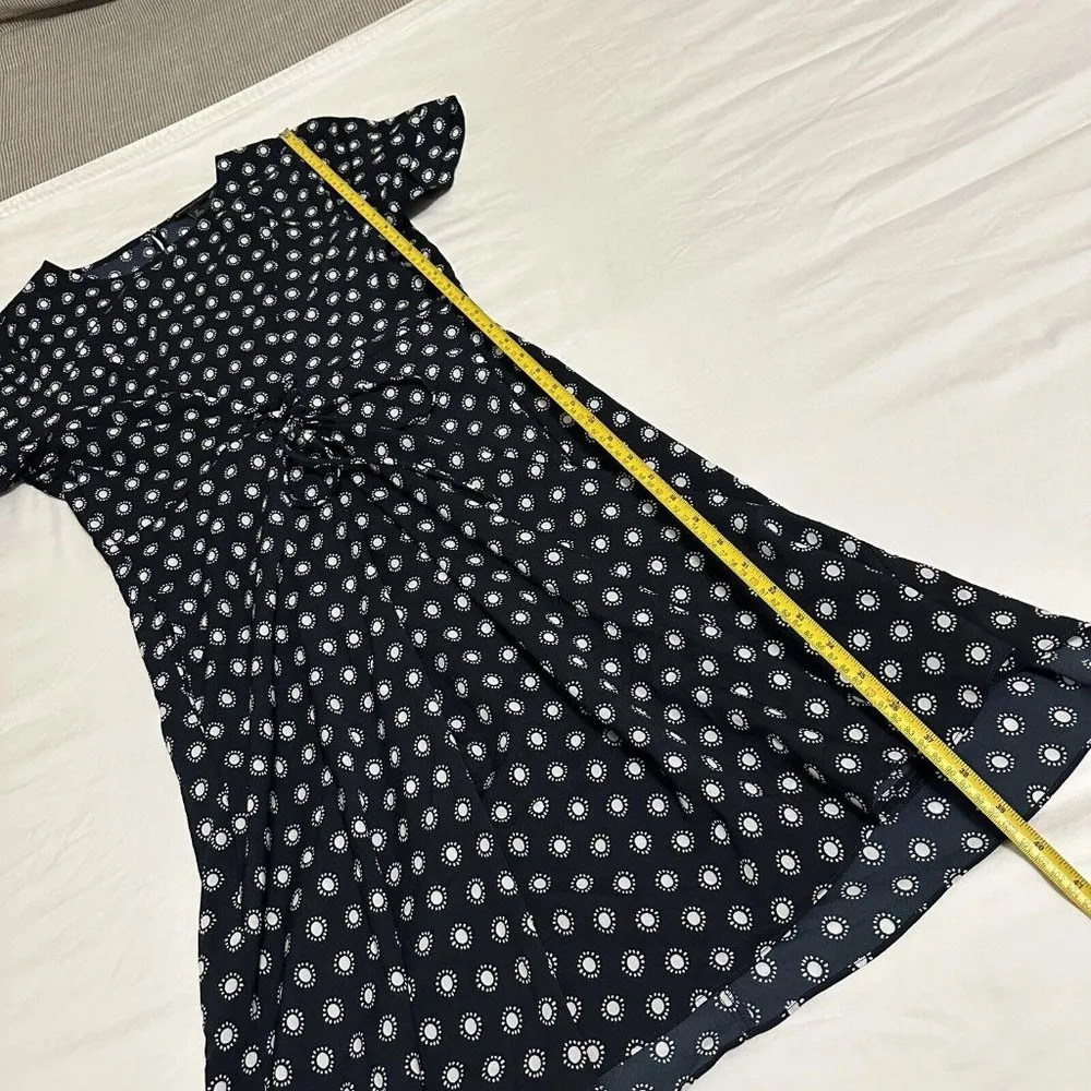 Banana Republic Navy Blue Corset Tie Waist Polka Dot Short Sleeve Dress Sz 12 - Image 5