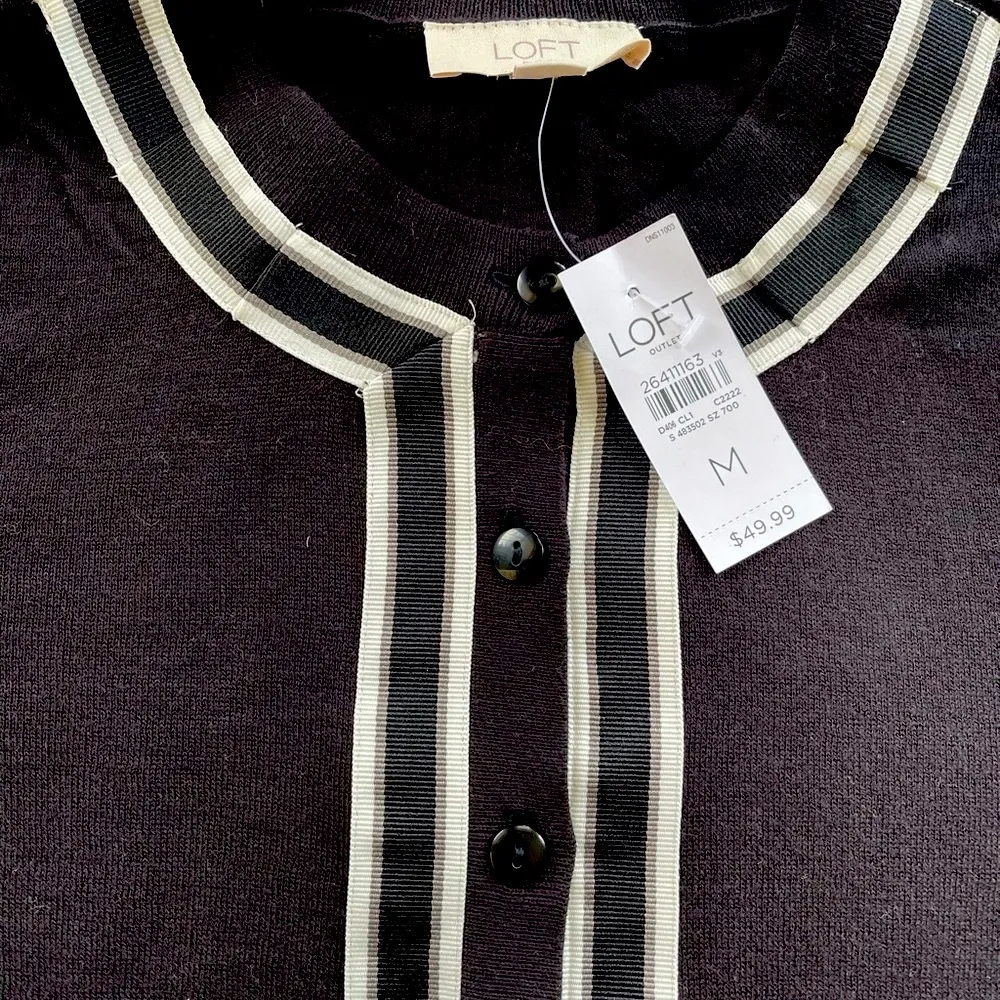 Ann Taylor  cardigan with ribbon detail. New with tags. Size M. Black. - Image 4