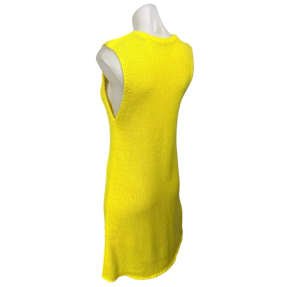 Zara Women's Yellow Sleeveless Knit Crew Neck Tank Sweater Mini Dress Size M - Image 6