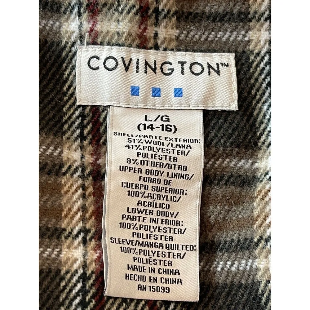 Covington Chocolate Brown Wool Toggle Closure Peacoat L (14-16) - Image 8