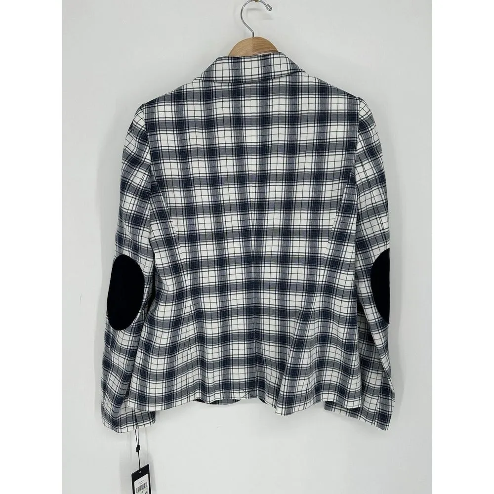 Tommy Hilfiger Women's‎ Classic Blue Green Plaid Blazer Preppy Americana Size 8 - Image 5