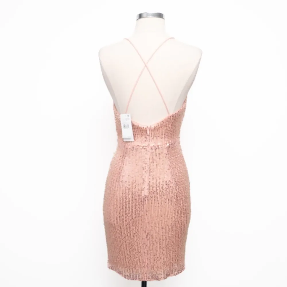 Liv Foster Sequin Mini Dress Rosy Peach Size 2 Pink - Image 6