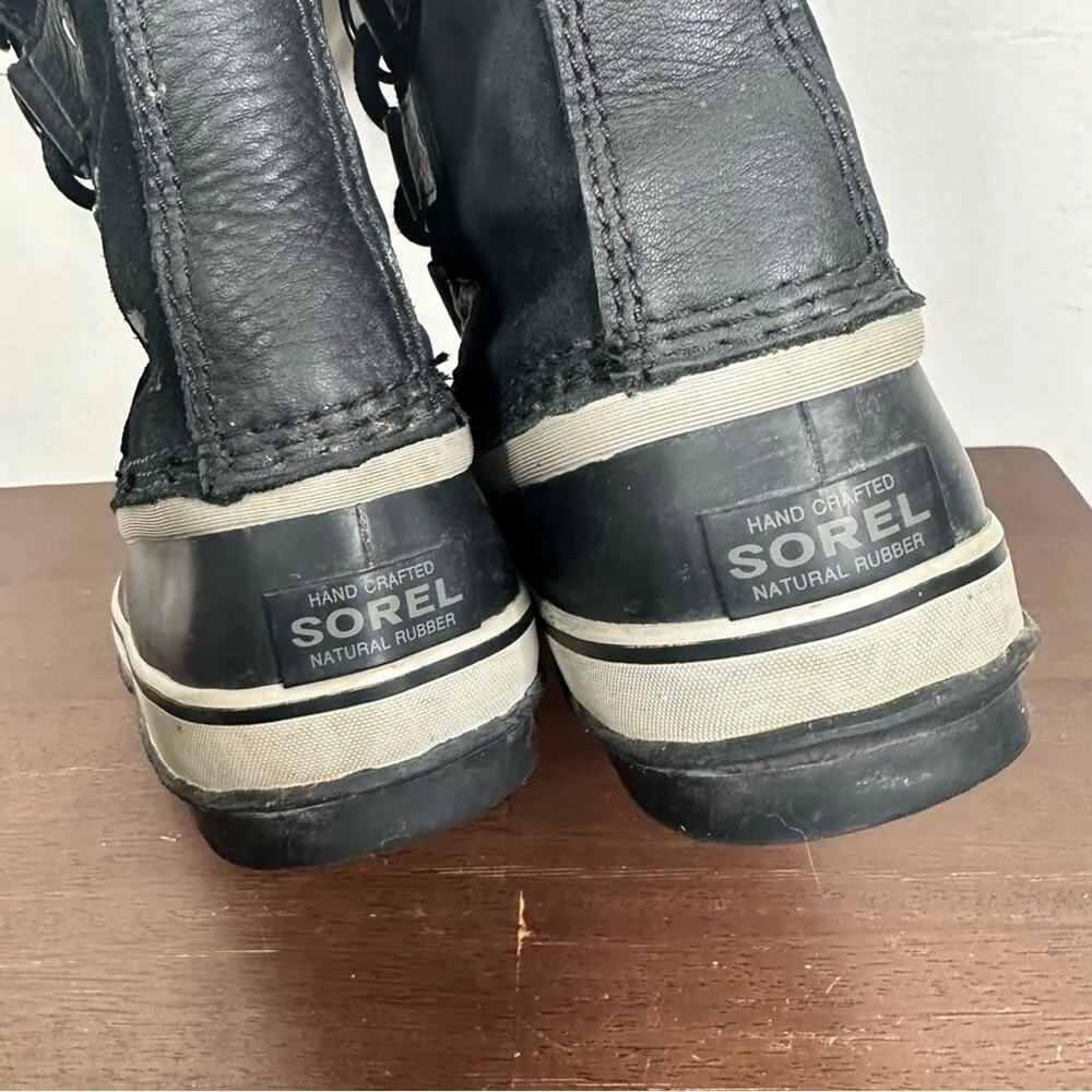 Sorel Women’s Size 8 Joan Of Arctic Lace Up Faux Fur Cuff Black Winter Boots - Image 8