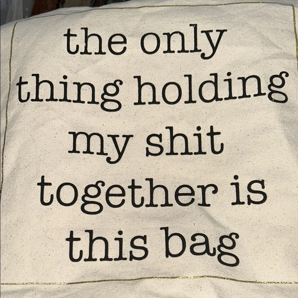 Canvas Tote with Witty Message Brown - Image 2
