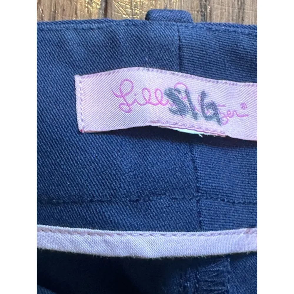 Lilly Pulitzer Navy Blue Cropped Trouser Pants 30W 28” L  Classic Preppy Summer - Image 4
