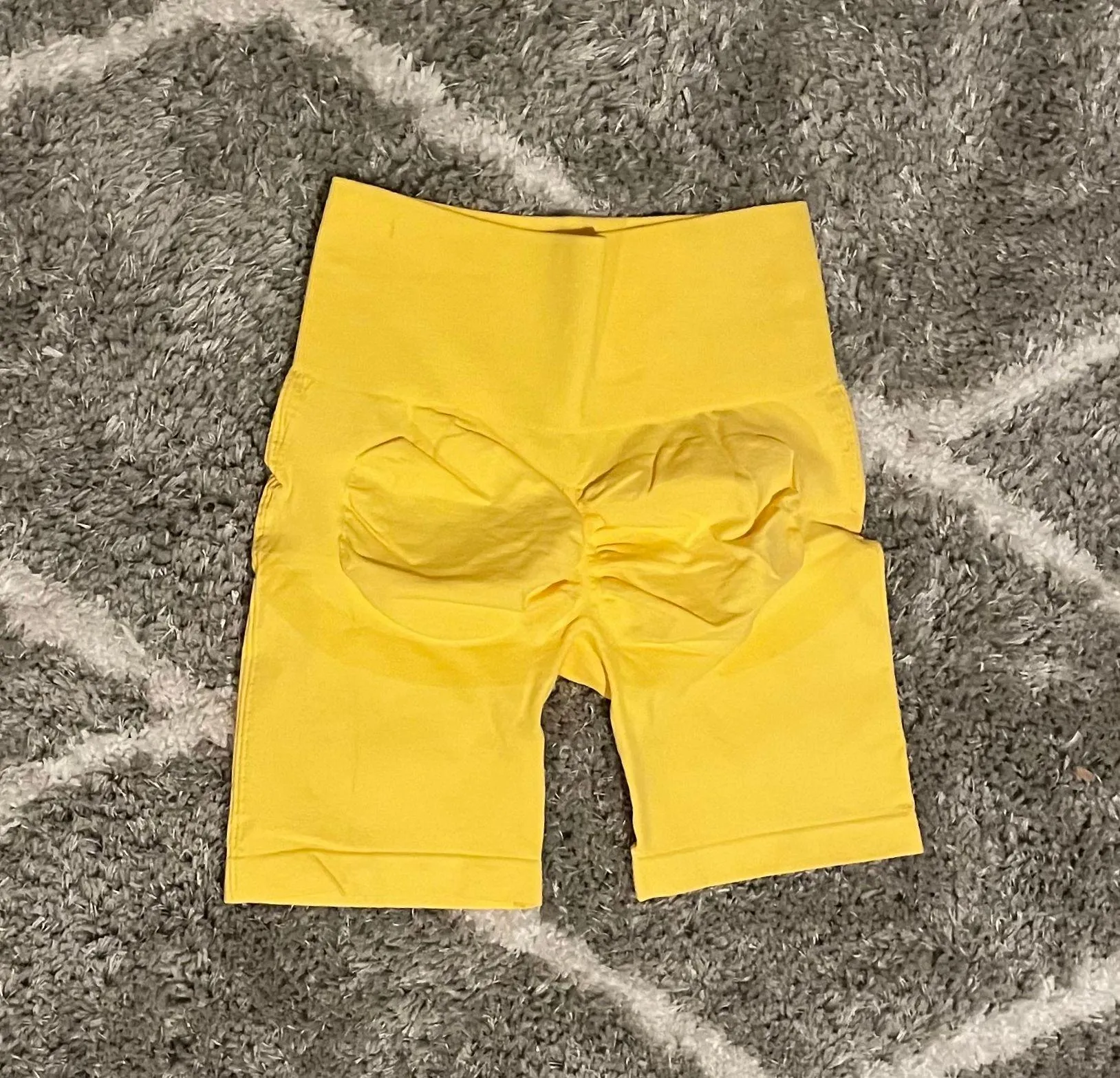 SheIn Yellow Ribbed Athletic Shorts - Image 3