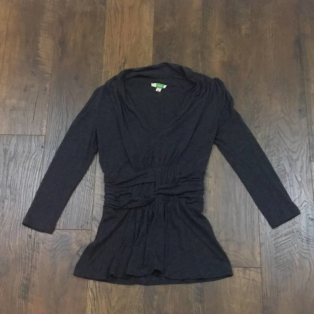 Anthro Ett Twa Gather&Give basket weave gray top - Image 2