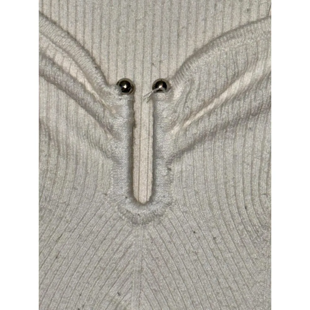 Abercrombie & Fitch White Ribbed Sweetheart V Neck Long Sleeve Bodysuit Size XS - Image 3