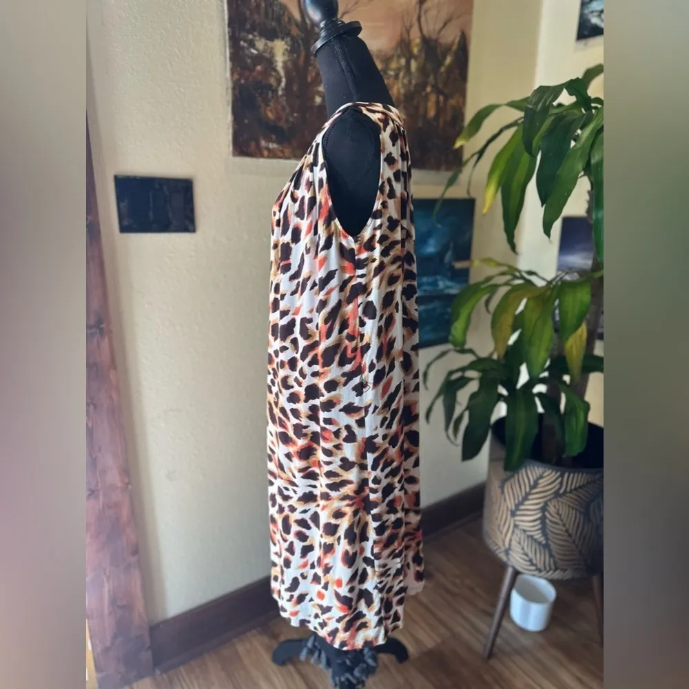 EUC ANNE KLEIN midi animal print dress scoop neck Sz M - Image 5