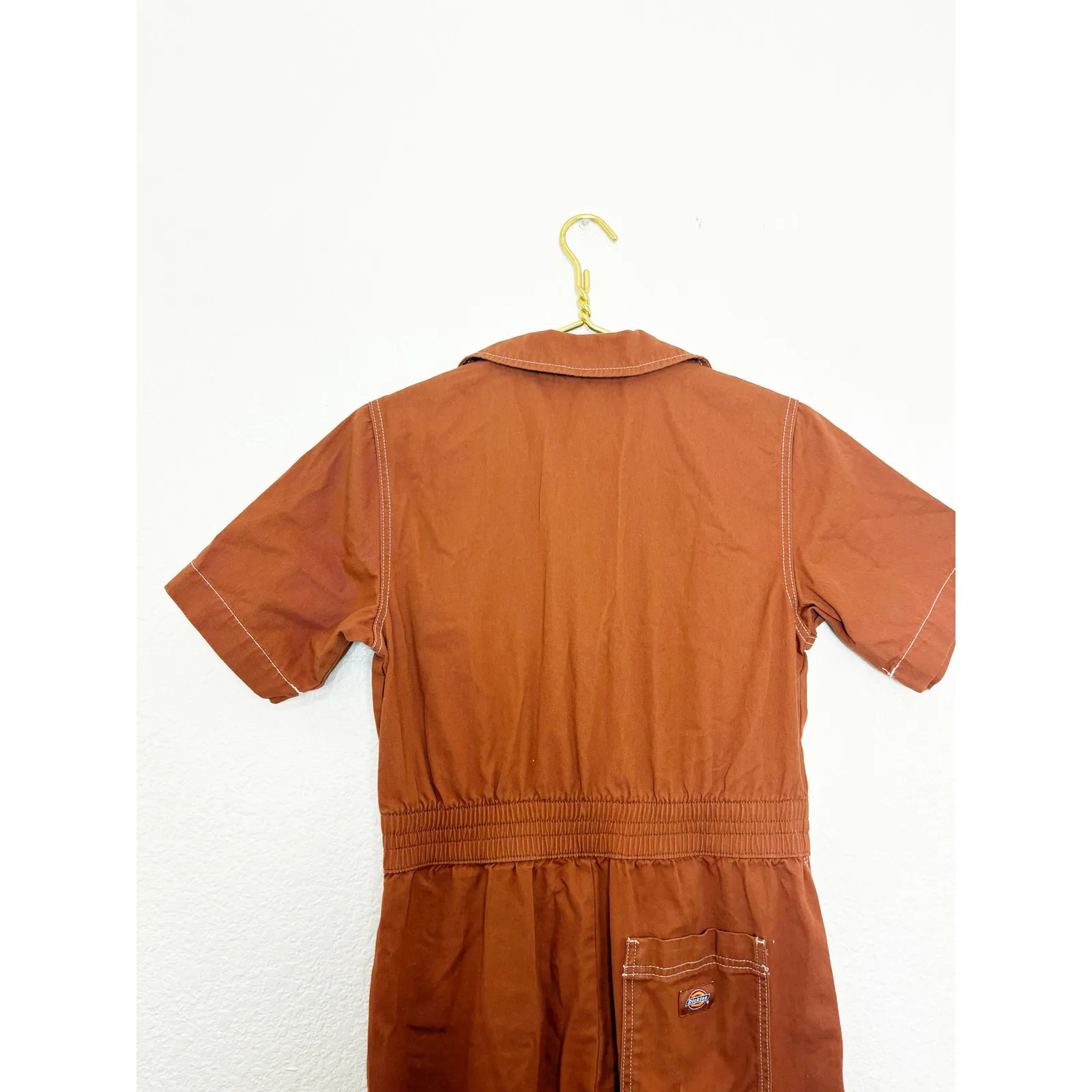 Dickies Cotton Twill Zip-Up Jumpsuit Size Small Utility Aviator Rust Orange - Image 12
