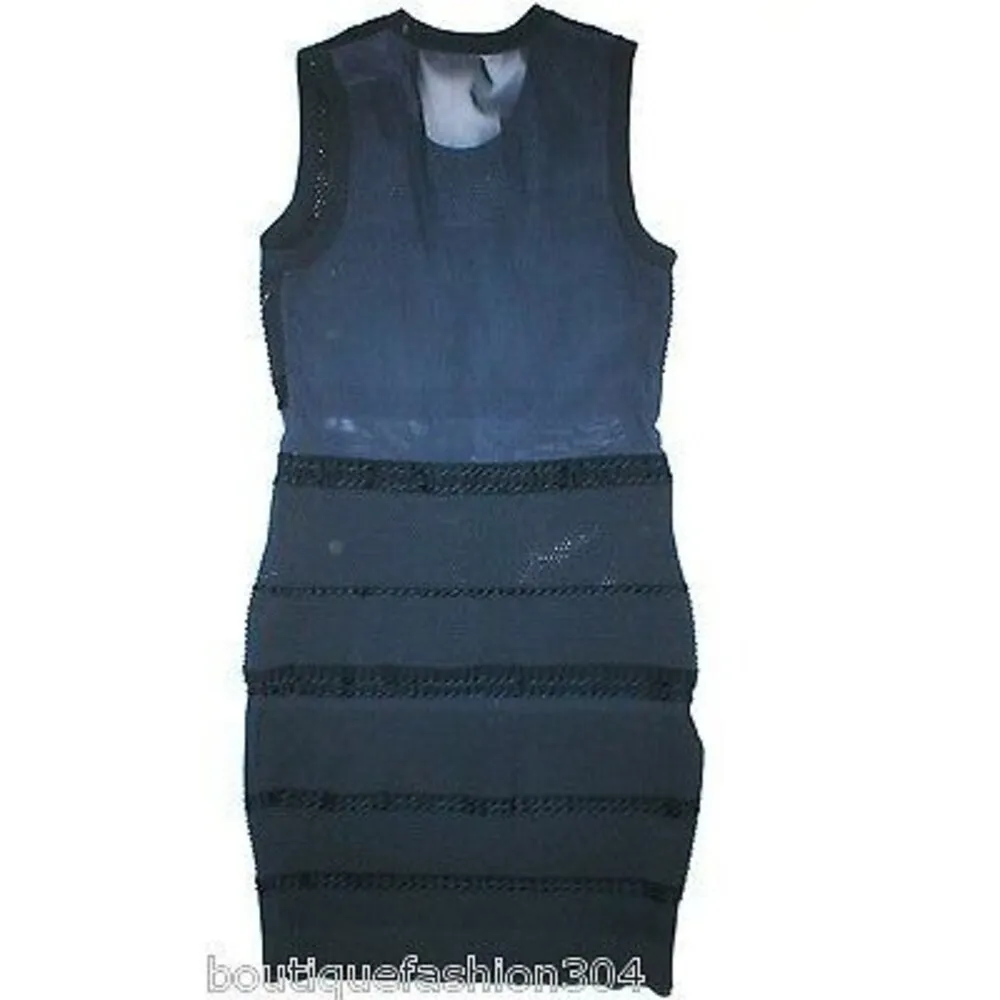 New Womens $535 Rag & Bone Navy Blue Dress Sheer Knit Marbella Medium M Cocktail - Image 5