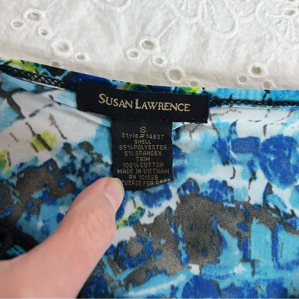 Susan Lawrence Blue and Black Embellished Blouse - Image 4