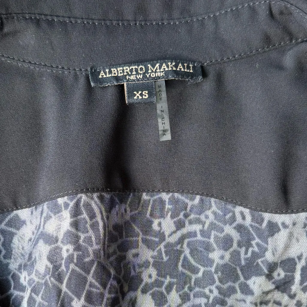 Alberto Makali Sheer Black Button-Down Blouse with Abstract Lace Print - Image 8