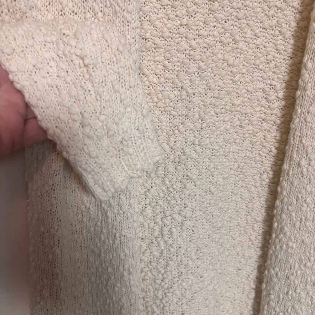 Forever 21 F21 Womens Sweater Long Cardigan Duster 100% Cotton Ivory Cream Small - Image 4