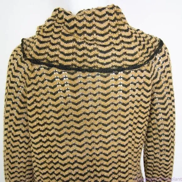 Jones New York cowl neck‎ pointelle crochet wavy grain brown sweater, L - Image 11