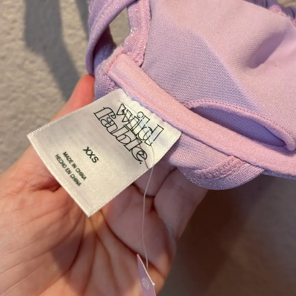 New  Women’s Shirred Bikini Top Light Purple Sparkle Size XXS NWT - Image 10