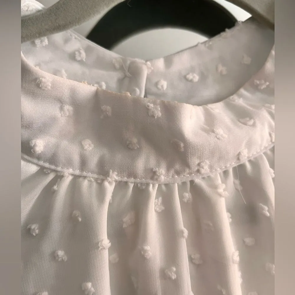 NEW BBX LEPHSNT Swiss Dot L/S Flowy Chiffon Casual Mini Dress M White Size M - Image 3