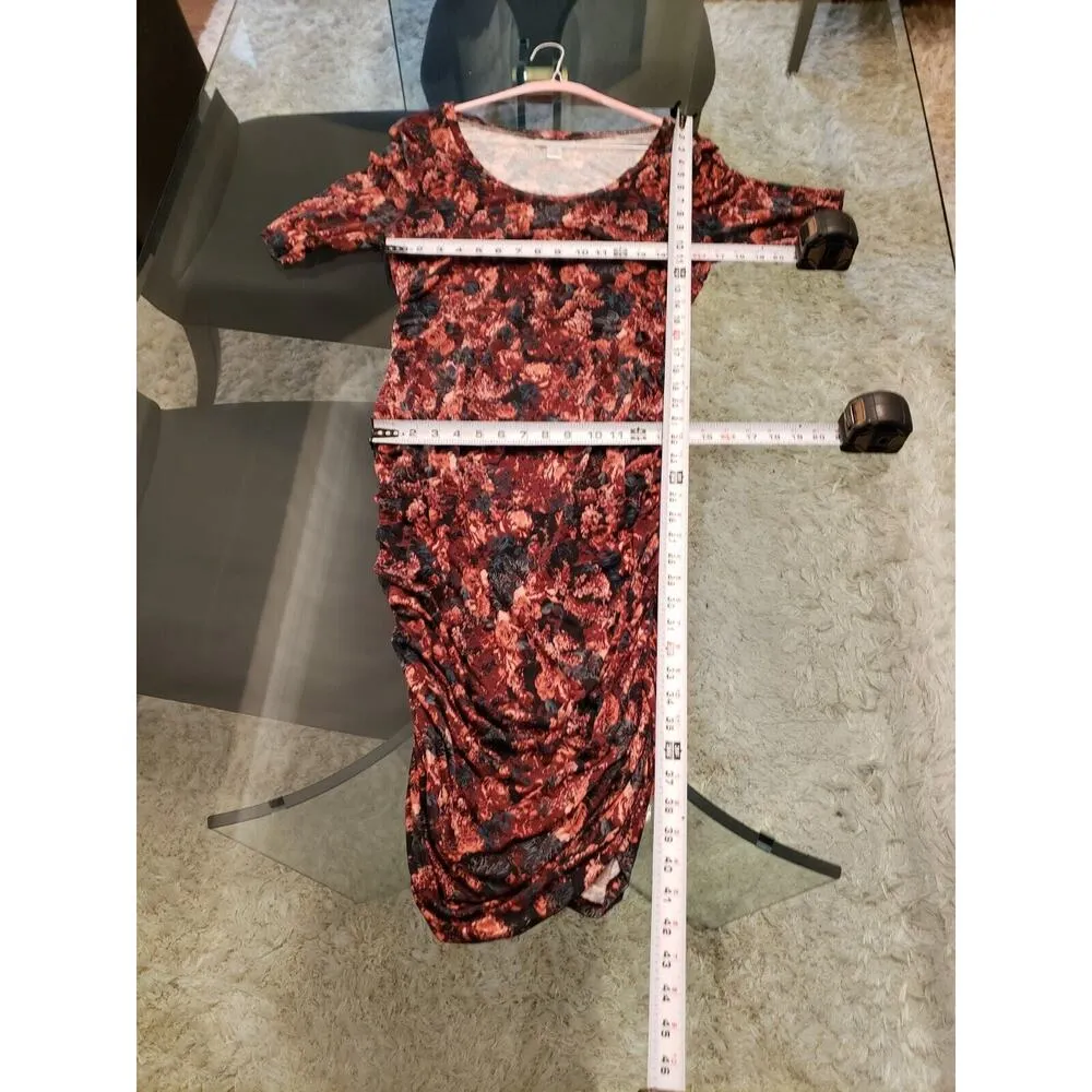 Motherhood Womens Multicolor Floral Scoop Neck Short Sleeve Knee Length Dress XL - Image 11