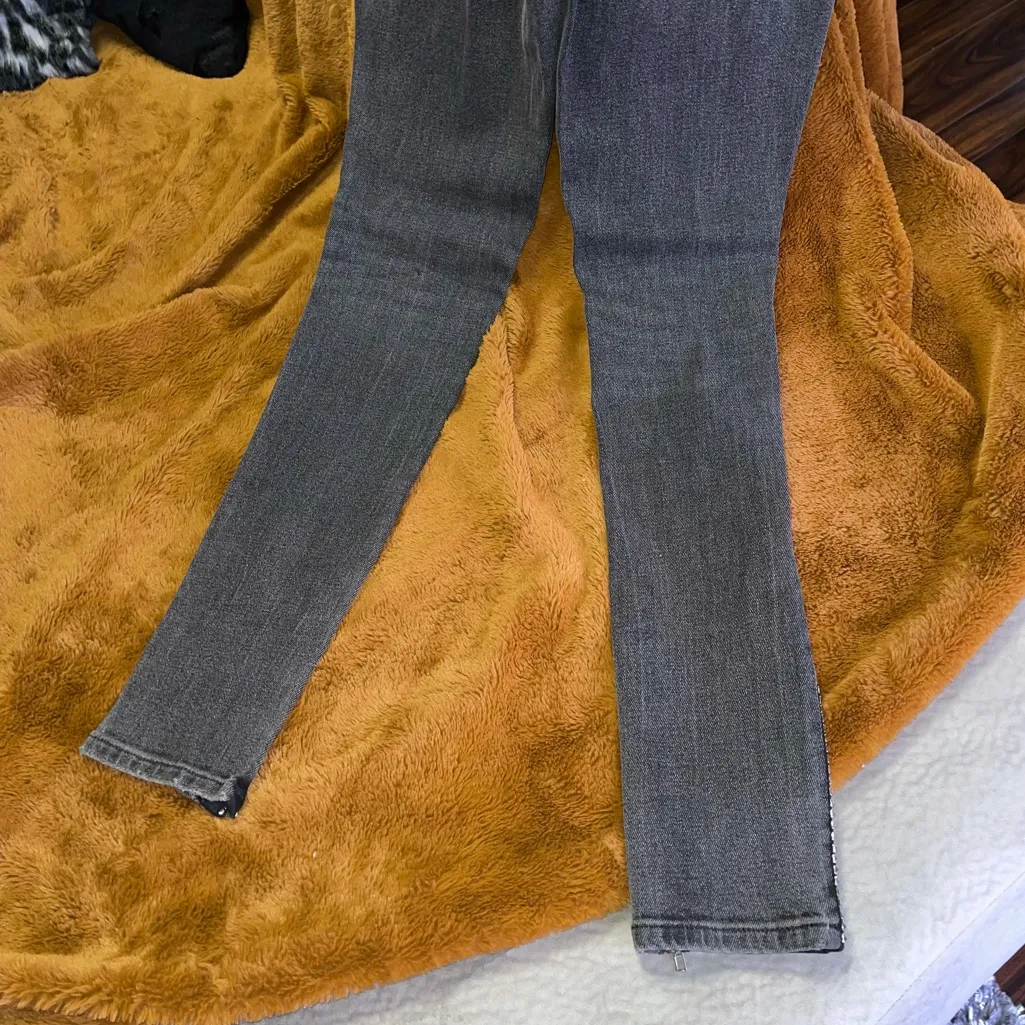 Alexander Wang Studded Panel Slim Jeans Grey Aged Size 27 NWT - Image 13
