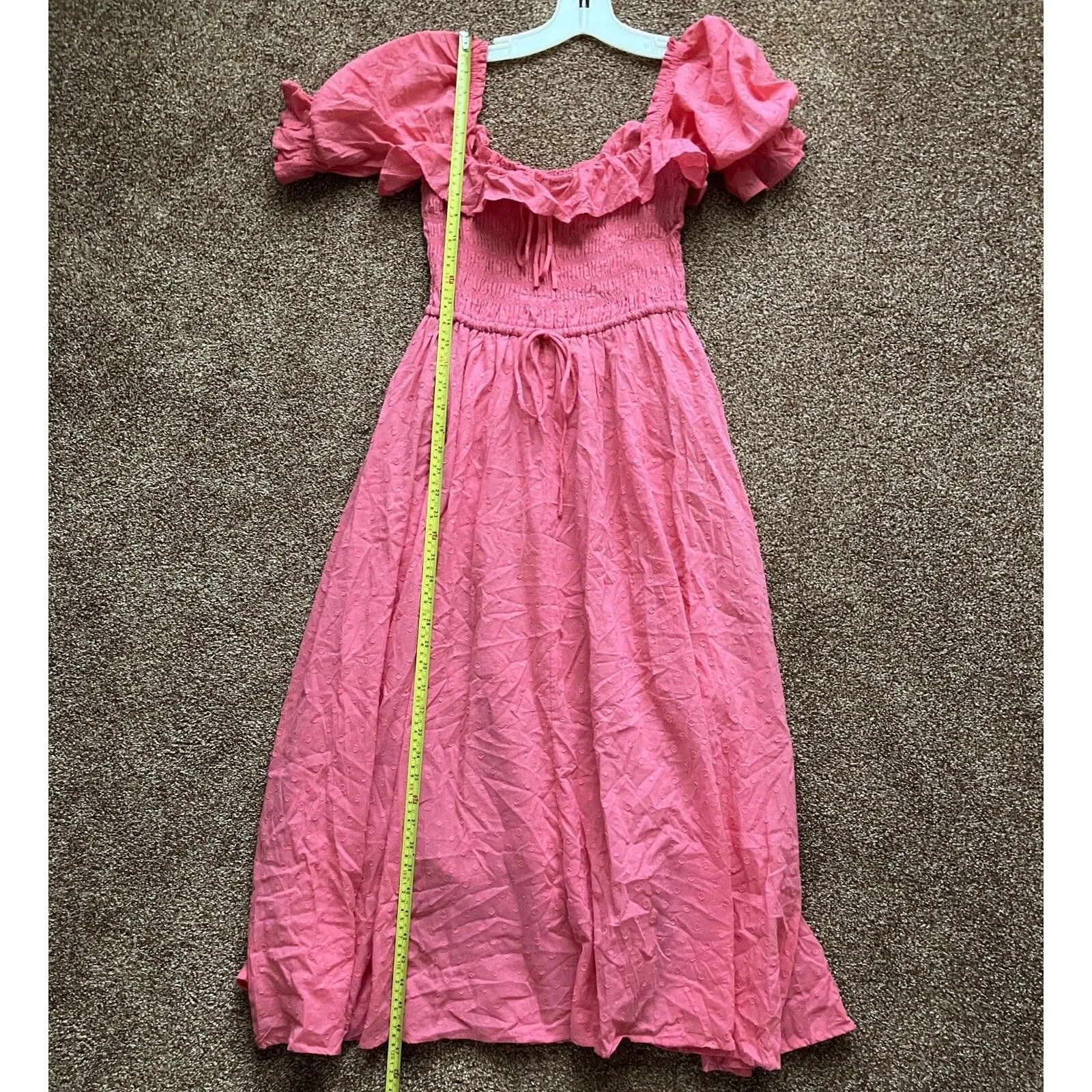 Maxi Dress Size 4 R. Yiposha Smocked Waist Salmon Pink Swiss Dots NWT - Image 10