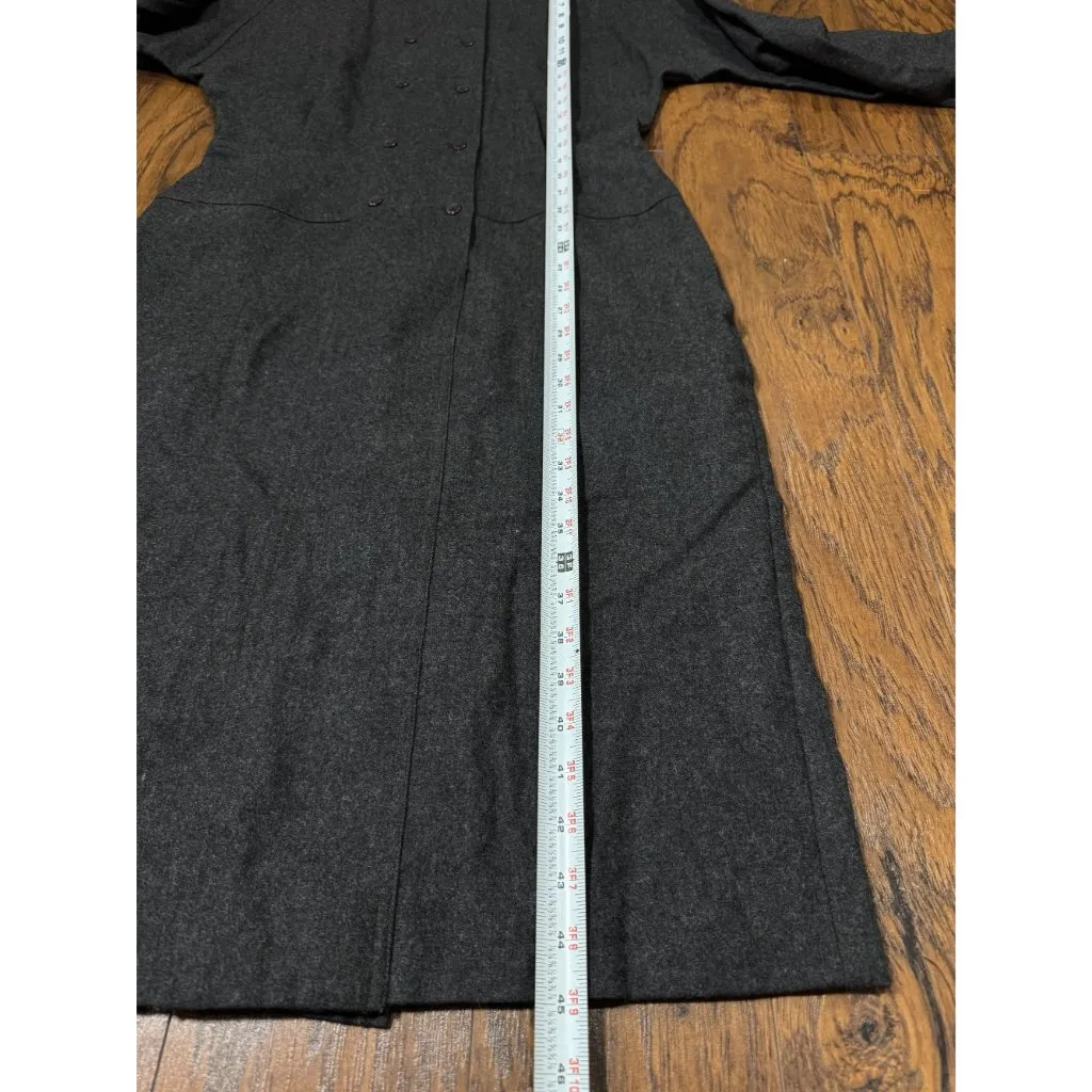 Vintage Ambria Womens 12M 100% Worsted Wool Flannel Long Coat Dress Gray Classic Size undefined - Image 11