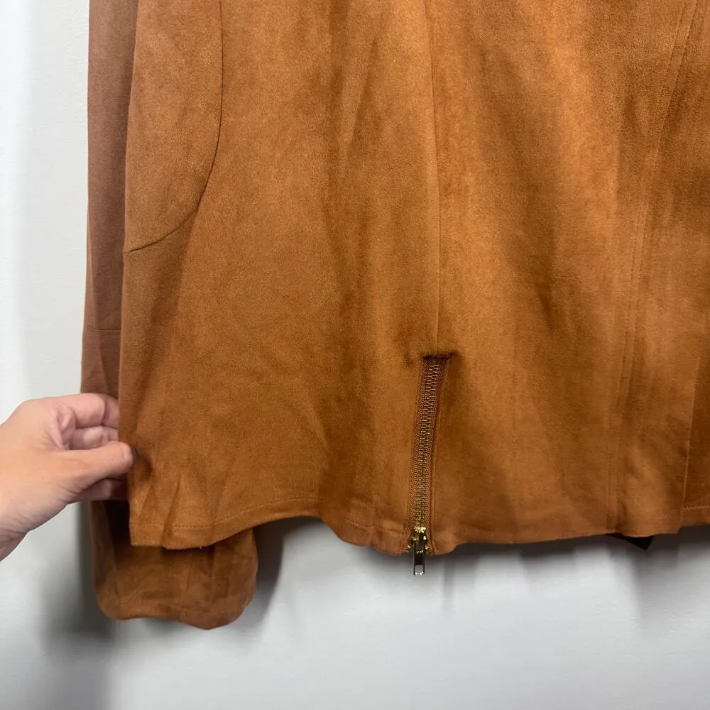Umgee Jacket Women XL Brown Suede Zip Up Moto NWT Fall Light Weight Coat Blazer - Image 5