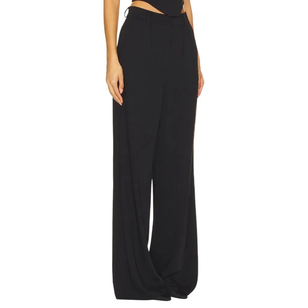 Amanda Uprichard Jane Pants in Black Small Womens Wide Leg Dress Suit Trousers - Image 2