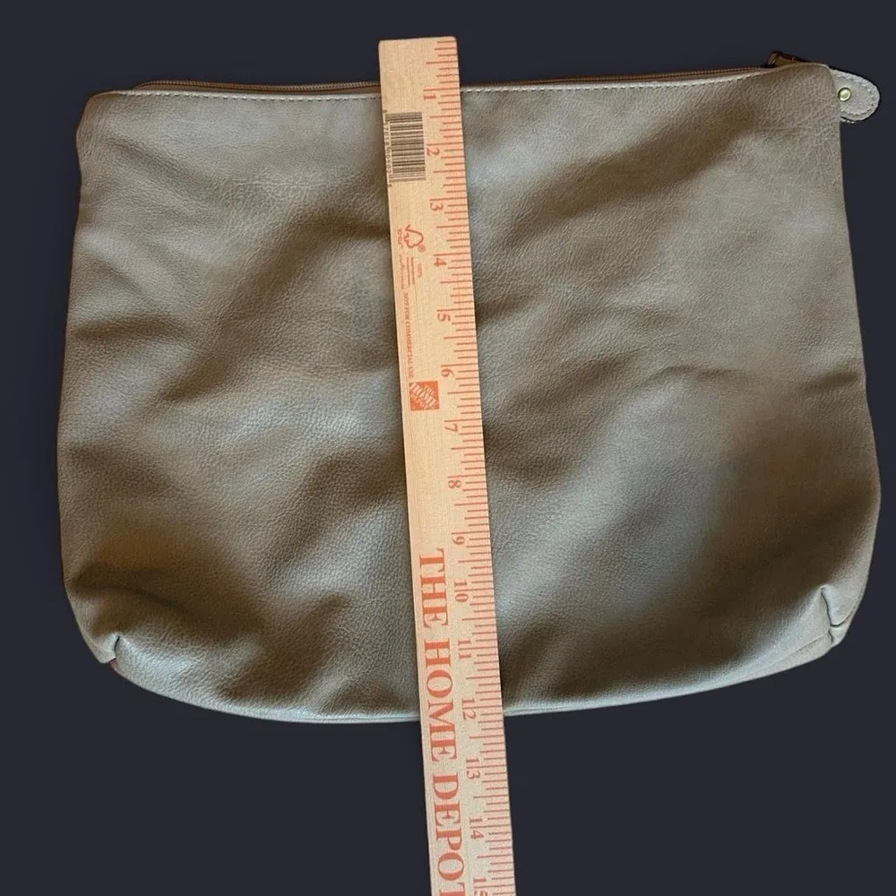 Free People Vegan Leather Large Zip Clutch Bag - -Soft, Gray Taupe - Image 6